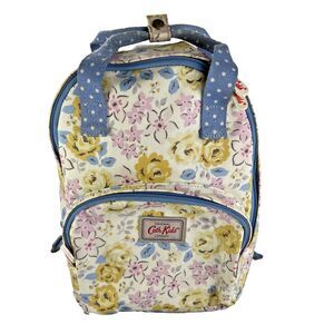 Cath Kids London Original Kids Backpack Blue Polka Dots Flowers 100% Cotton Read